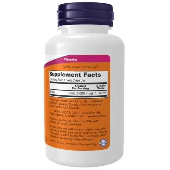 NOW Foods Biotin 5000mcg Capsules 60 Capsules