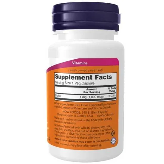 NOW Foods Biotin 1000mcg Capsules 100 Capsules