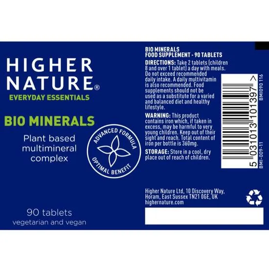 Higher Nature Bio-Minerals Vegetarian Tablets 90 Tablets