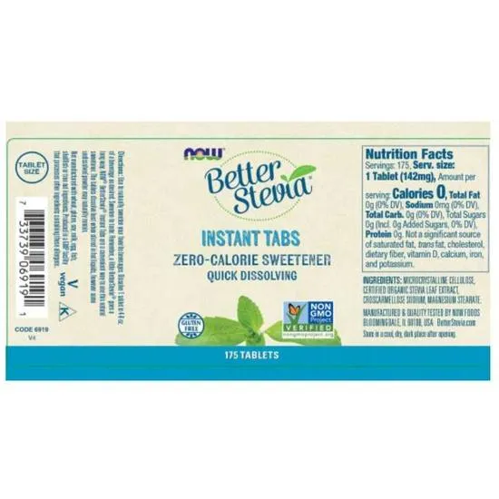 NOW Foods BetterStevia Instant Tabs Tablets 175 Tablets
