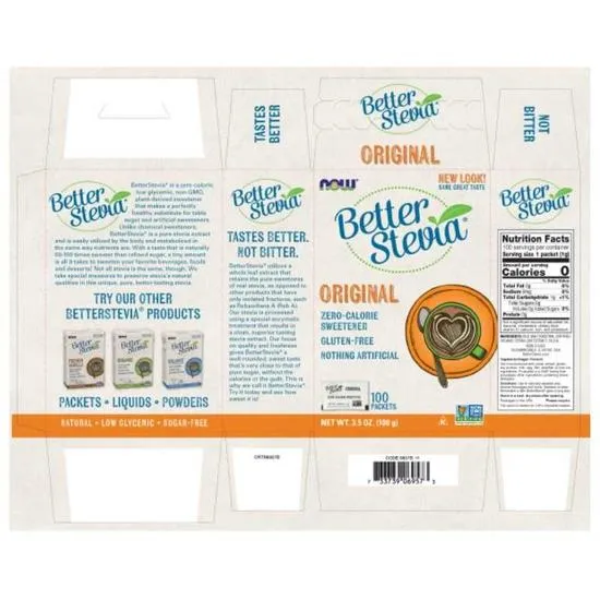 NOW Foods Better Stevia Packets Original 100 Packets