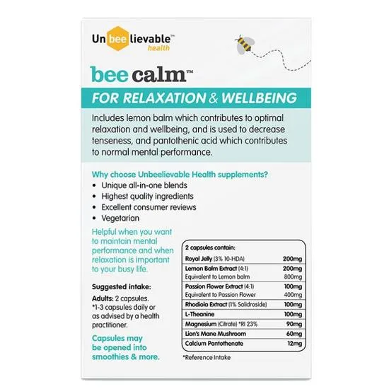 Unbeelievable Health Bee Calm Capsules 20 Capsules