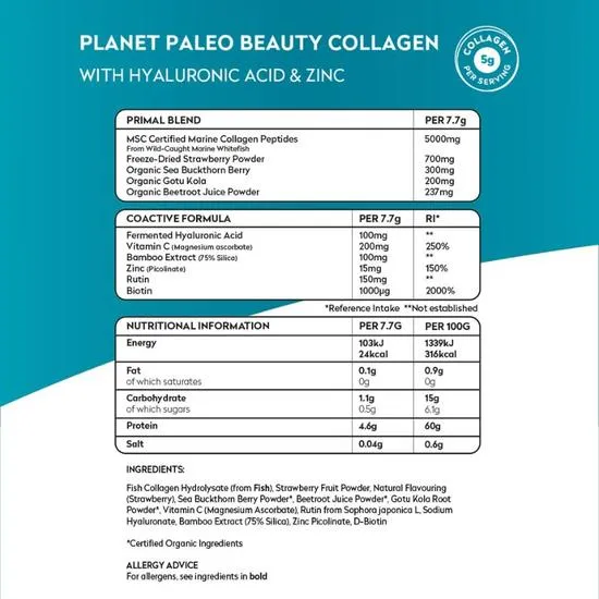 Planet Paleo Beauty Collagen 225g