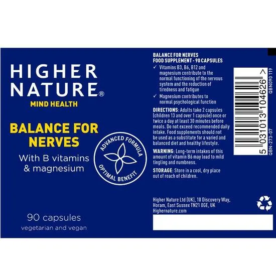 Higher Nature Balance For Nerves Vegetables Capsules 90 Capsules