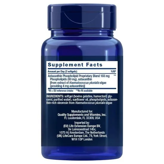 Life Extension Astaxanthin With Phospholipids 4mg Softgels 30 Softgels
