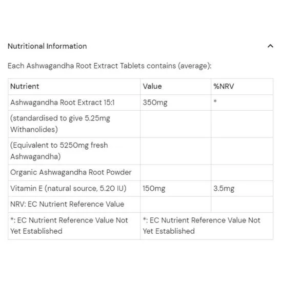 Health Aid Ashwagandha Root Extract Tablets 60 Tablets