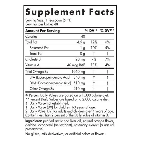 Nordic Naturals Arctic Cod Liver Oil 1060mg Orange 237ml