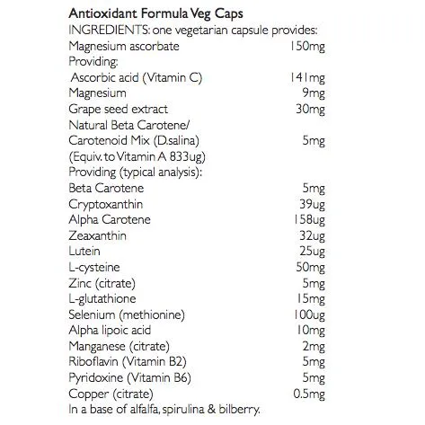 Viridian Antioxidant Formula Veg Capsules 30 Capsules