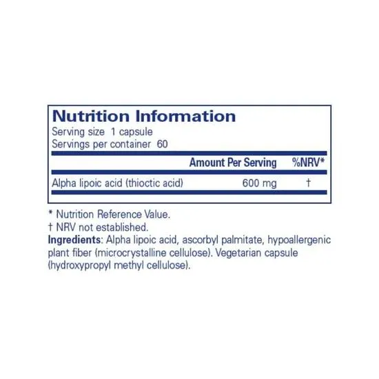 Pure Encapsulations Alpha Lipoic Acid 600mg Capsules 60 Capsules