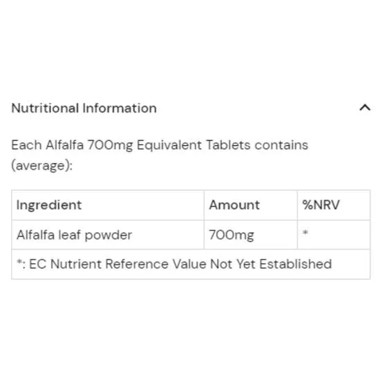 Health Aid Alfalfa 700mg Equivalent Tablets 120 Tablets