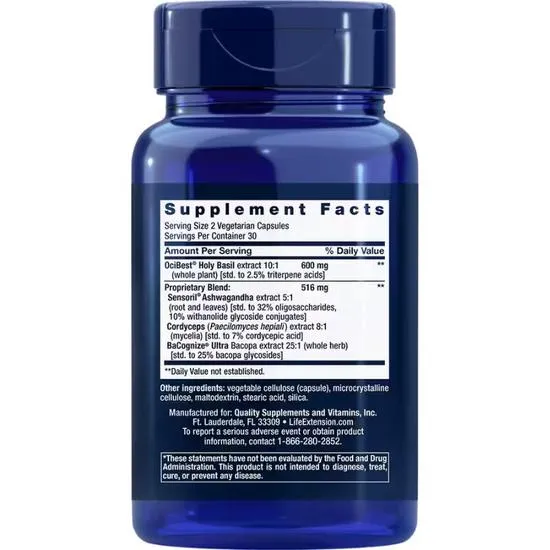 Life Extension Adrenal Energy Formula Vegicaps 120 Vegicaps