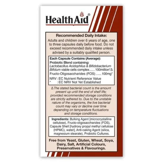 Health Aid Acidophilus Vegicaps 60 Vegicaps