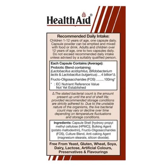 Health Aid Acidophilus Plus 4 Billion Vegicaps 30 Vegicaps
