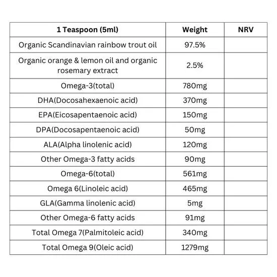 Viridian 100% Organic Scandinavian Rainbow Trout Oil 200ml