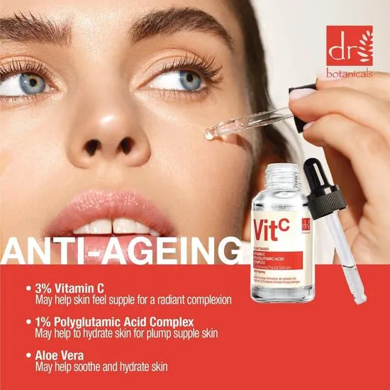 Dr Botanicals Vitamin C 3% & Polyglutamic Acid Complex 1% & Brightening Facial Serum 30ml