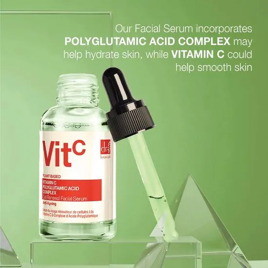 Dr Botanicals Vitamin C 3% & Polyglutamic Acid Complex 1% & Brightening Facial Serum 30ml