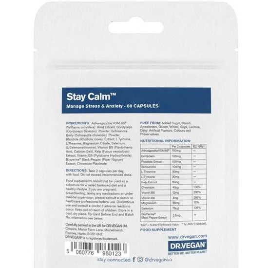 Dr Vegan Stay Calm Manage Stress & Anxiety Capsules 60 Capsules