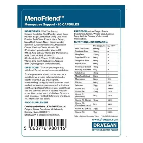 Dr Vegan MenoFriend Menopause Support Capsules 60 Capsules