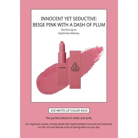 3CE Supreme Violet Matte Lip Colour 223 Mauve