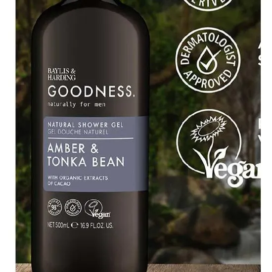 Baylis & Harding Goodness Men's Amber & Tonka Bean Shower Gel 500ml