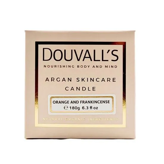 Douvall's Organic Argan Skin Care Candle Orange & Frankincense 180g