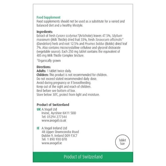 A.Vogel Milk Thistle Tincture Tablets 20 Tablets
