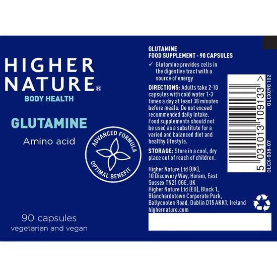 Higher Nature Glutamine Capsules 90 Capsules