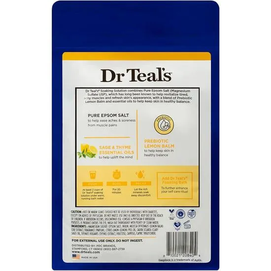 Dr Teal's Epsom Salt Soaking Solution Prebiotic Lemon Balm 1.36kg