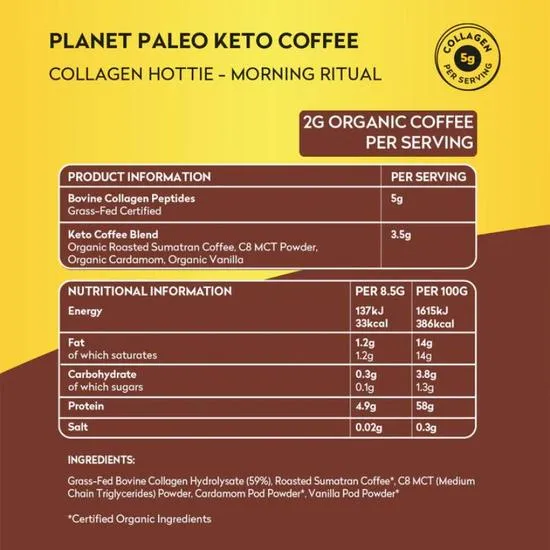 Planet Paleo Pure Collagen Keto Coffee 213g