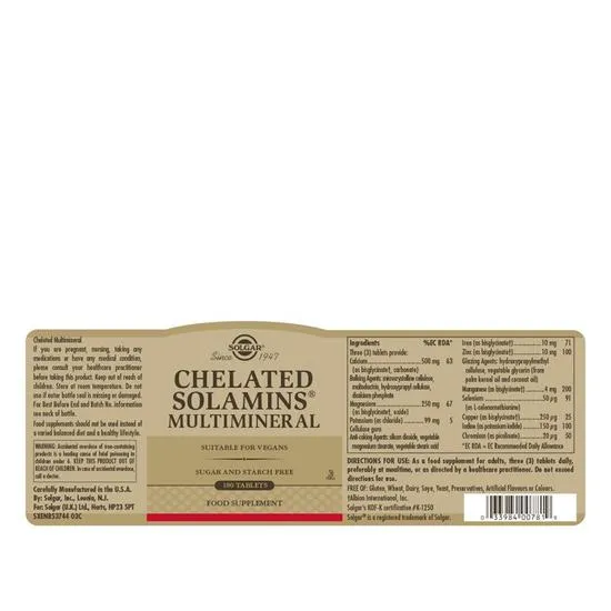 Solgar Chelated Solamins Multi Mineral Tablets 90 Tablets