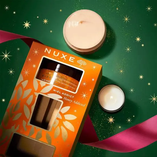 Nuxe Reve De Miel Honey Addict Gift Set Body Scrub + Body Oil Balm + Candle
