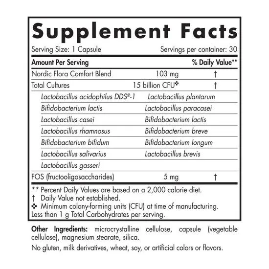 Nordic Naturals Nordic Flora Probiotic Comfort 15 Billion CFU Capsules 30 Capsules