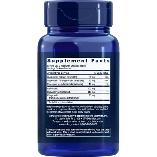 Life Extension Esophageal Guardian Berry Flavour Chew Tablets 60 Tablets