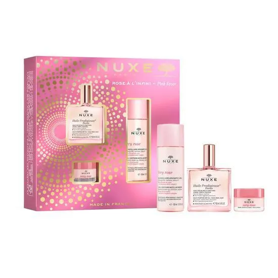 Nuxe Pink Fever Gift Set Lip Balm + Cleansing Foam + Huile Prodigieuse Florale