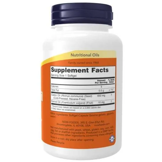 NOW Foods Castor Oil 650mg Softgels 120 Softgels