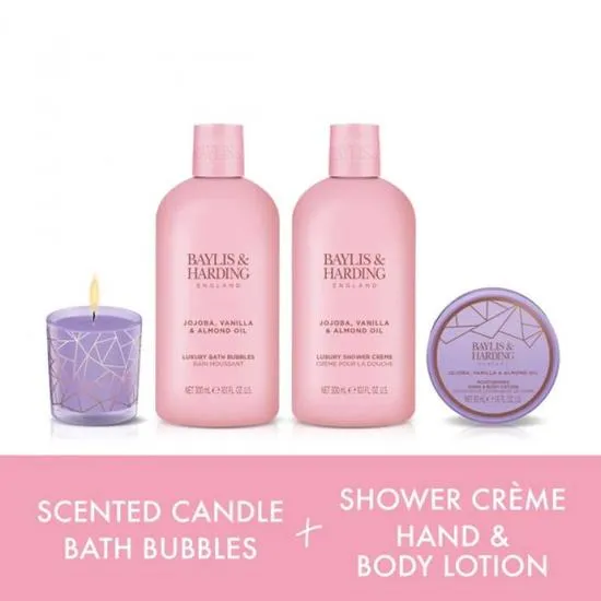 Baylis & Harding Jojoba, Vanilla & Almond Oil Luxury Candlelit Bathing Gift Set