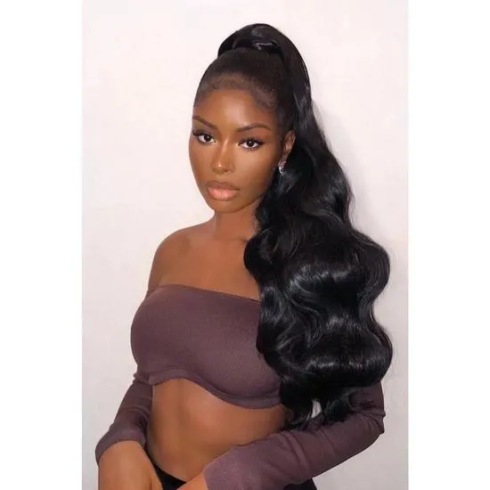 LullaBellz Grande 26" Hollywood Wave Wraparound Pony Silver Grey