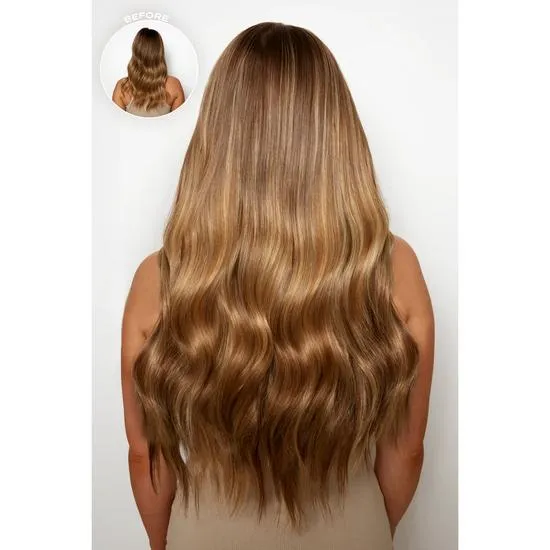 LullaBellz 18" 1 Piece Hidden Halo Brushed Out Wave Hair Extensions Auburn