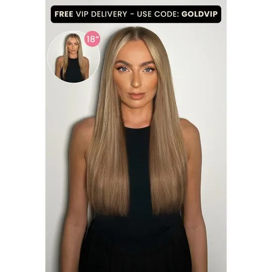 LullaBellz Luxury Gold 18" 150g 5 Piece Human Hair Extensions Chestnut