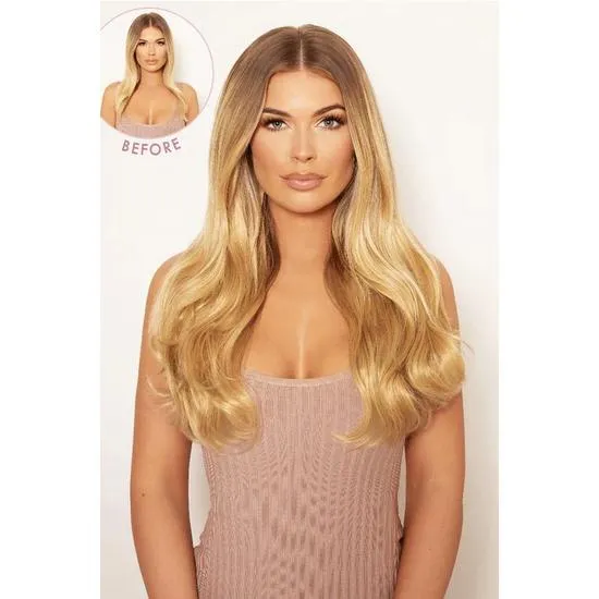 LullaBellz Super Thick 16" 5 Piece Blow Dry Wavy Clip In Hair Extensions Bleach Blonde