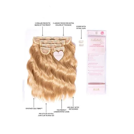 LullaBellz Super Thick 16'' 5 Piece Brushed Out Wave Clip In Hair Extensions Champagne Blonde