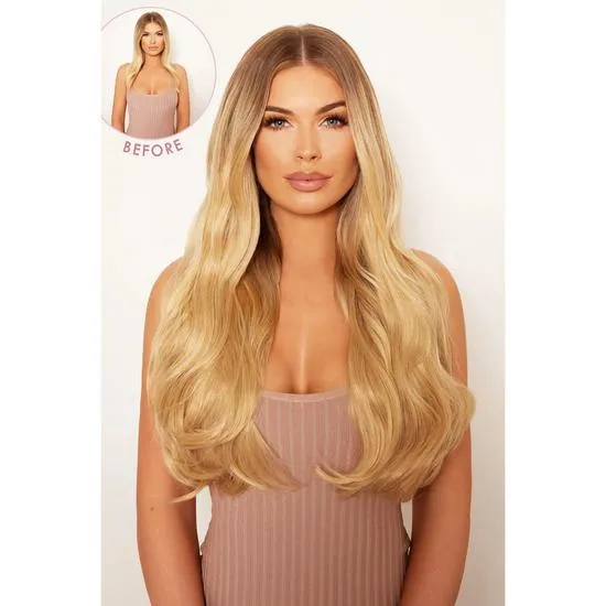 LullaBellz Super Thick 22" 5 Piece Blow Dry Wavy Clip In Hair Extensions Bleach Blonde