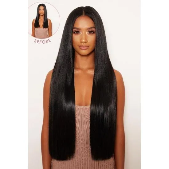LullaBellz Super Thick 26" 5 Piece Statement Straight Clip In Hair Extensions Bleach Blonde