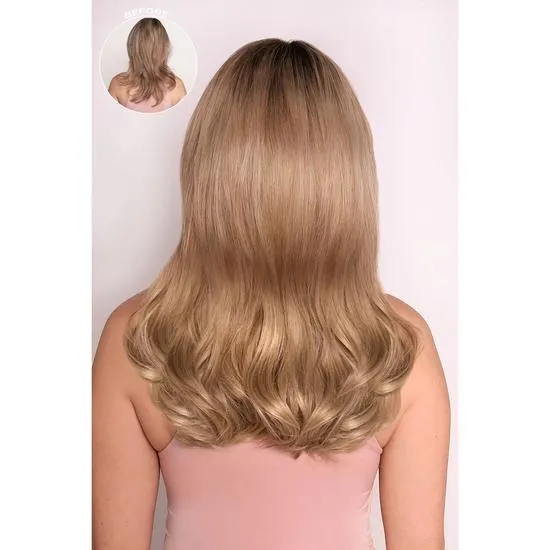 LullaBellz Thick 14" 1 Piece Blow Dry Wavy Clip-in Hair Extensions Bleach Blonde
