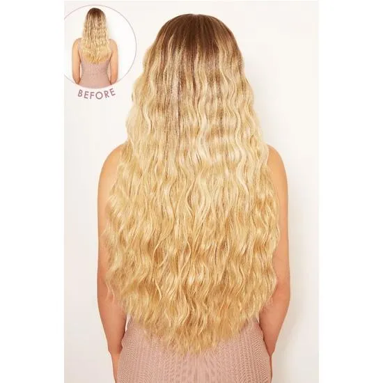 LullaBellz Super Thick 26" 5 Piece Waist Length Wave Clip In Hair Extensions Golden Blonde