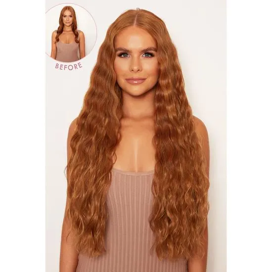 LullaBellz Super Thick 26" 5 Piece Waist Length Wave Clip In Hair Extensions Golden Blonde