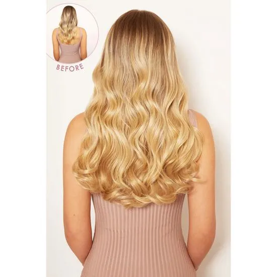 LullaBellz Thick 20" 1 Piece Curly Clip In Hair Extensions Caramel Blonde