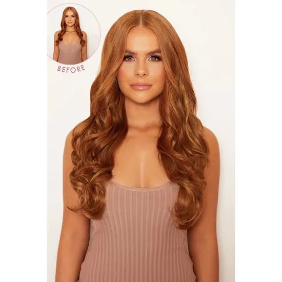 LullaBellz Thick 20" 1 Piece Curly Clip In Hair Extensions Caramel Blonde