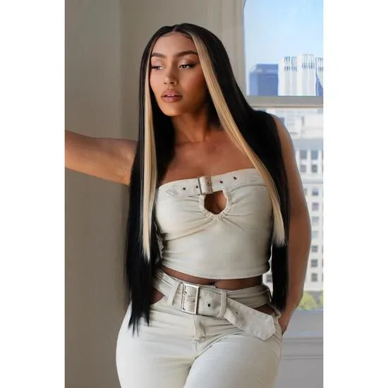 LullaBellz Thick 24" 1 Piece Straight Clip In Hair Extensions Caramel Blonde