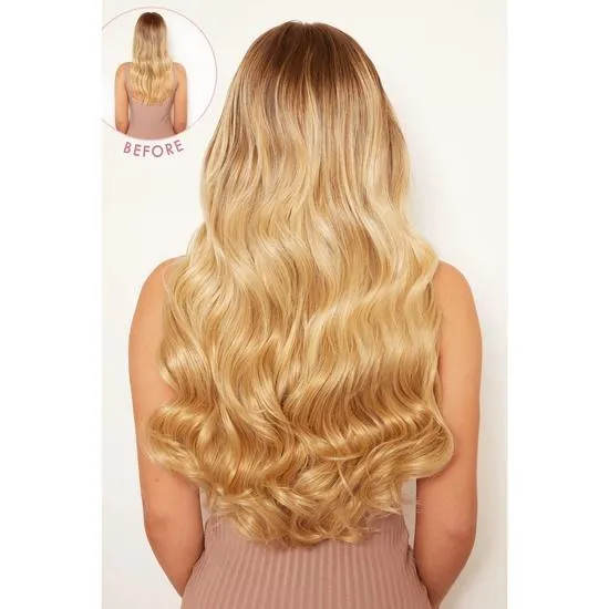 LullaBellz Super Thick 22" 5 Piece Natural Wavy Clip In Hair Extensions Bleach Blonde